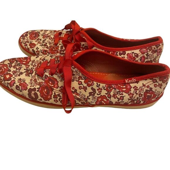Keds Canvas Lace Up Sneakers Womens Floral Ribbon Lace Shoe Sz 7.5 - Picture 7 of 10